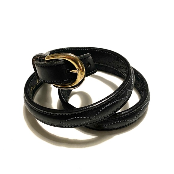 Tory Leather Accessories - Tory English Bridle Leather Belt - Black, Fancy Stitch, Size 28"
